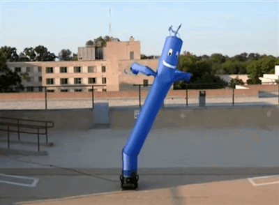 Blue inflated arm-waving guy animation